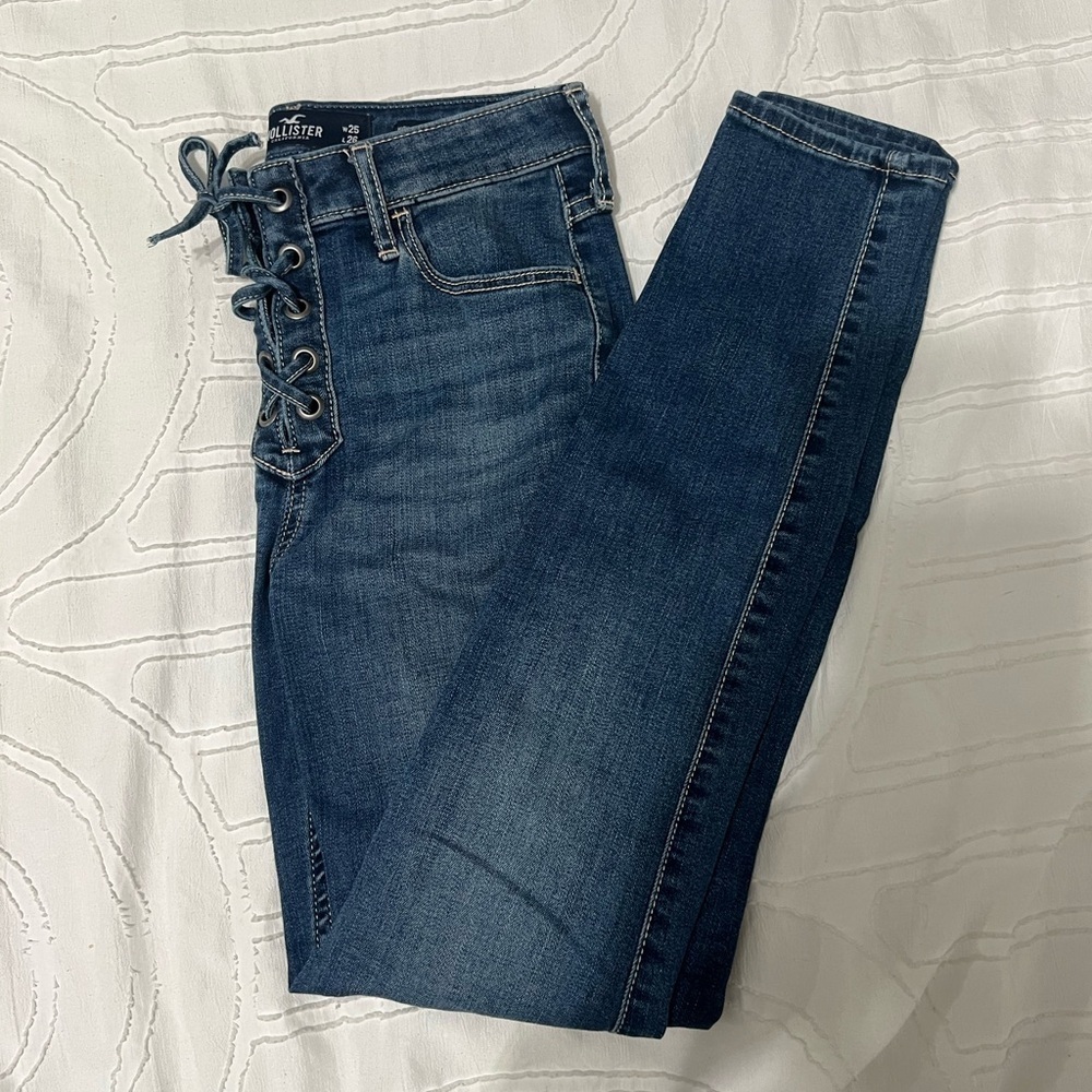 Hollister high rise jeans with string detail